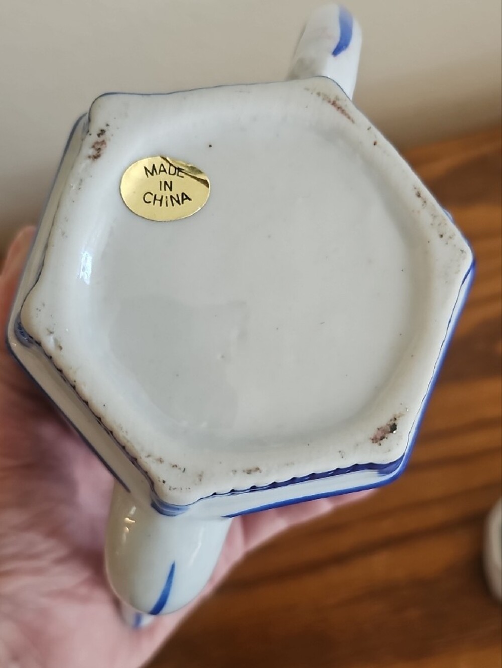 Made In China Blue and White Floral Porcelain Teapot - Tote 9 - Picture 2 of 8
